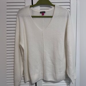 Vince Camuto women’s V neck sweater. Cream color, size S.